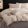 mixinni Cotton Linen Floral Duvet Cover Set, Vintage Botanical Print Comforter by mixinni