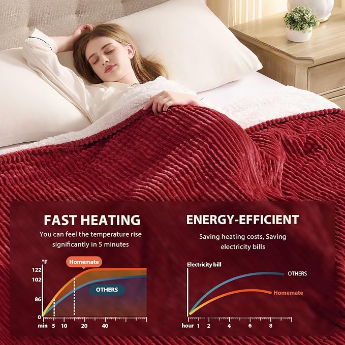 Homemate Electric Heated Blanket Queen Size - Image 4