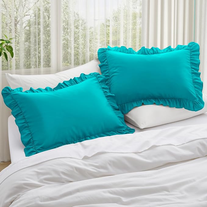 KKJIAF Ruffle Pillow Cases Standard Size Set of 2, Ruffled Pillow Covers - Image 2