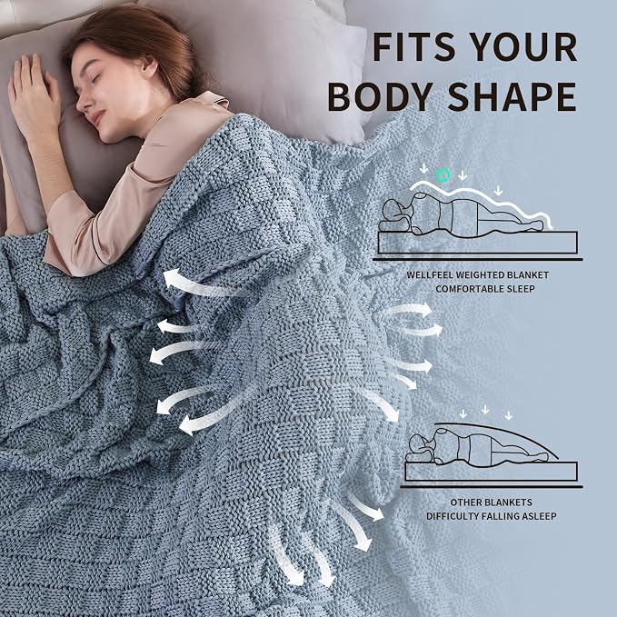 Knitted Weighted Blanket for Adult, No Beads Heavy Blanket 50” x 60'' 10lbs - Image 3