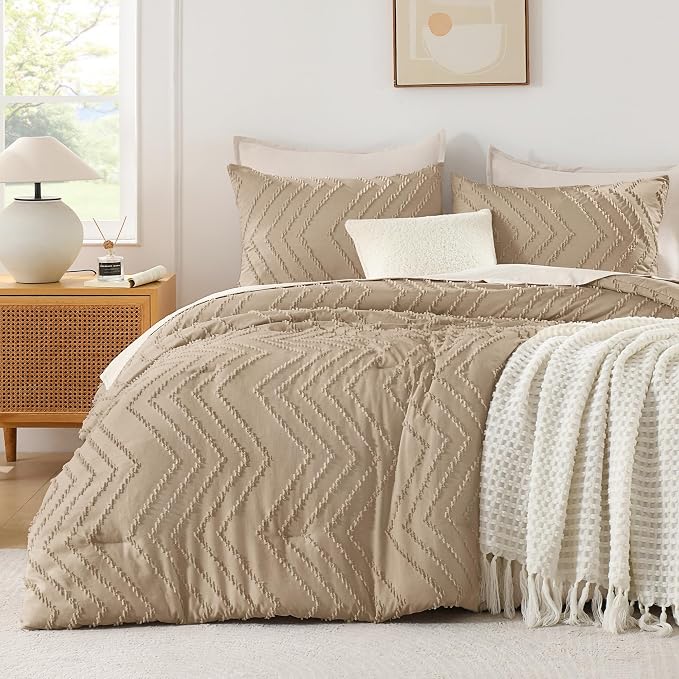 Andency Taupe California King Comforter Set, Boho Cal King Soft Warm Tufted by Andency