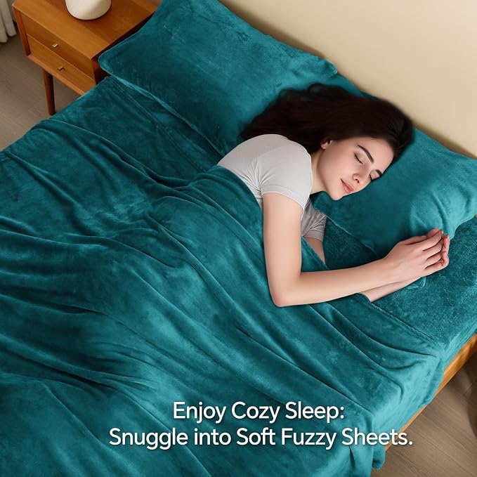 BEDELITE Flannel Sheets King Size Teal - Image 3