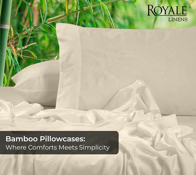 Royale Linens Cooling Pillow Cases King Size Set of 2-100% Rayon Derived from - Image 2