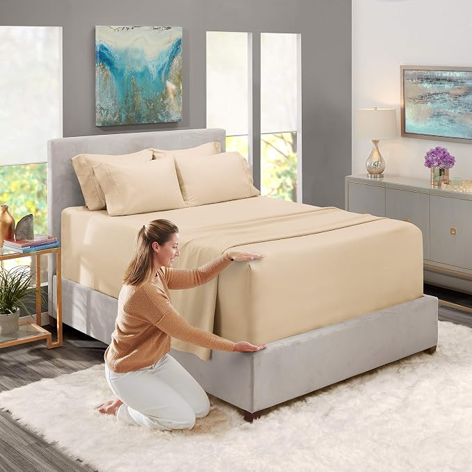 Hearth & Harbor Luxury Soft 6 Piece Bed Sheet Set Extra Deep Pocket Fitted - Image 3
