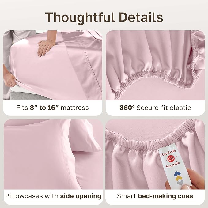 CALIFORNIA DESIGN DEN 5-Star Hotel 600 Thread Count 100% Cotton Sheets Set - Image 5