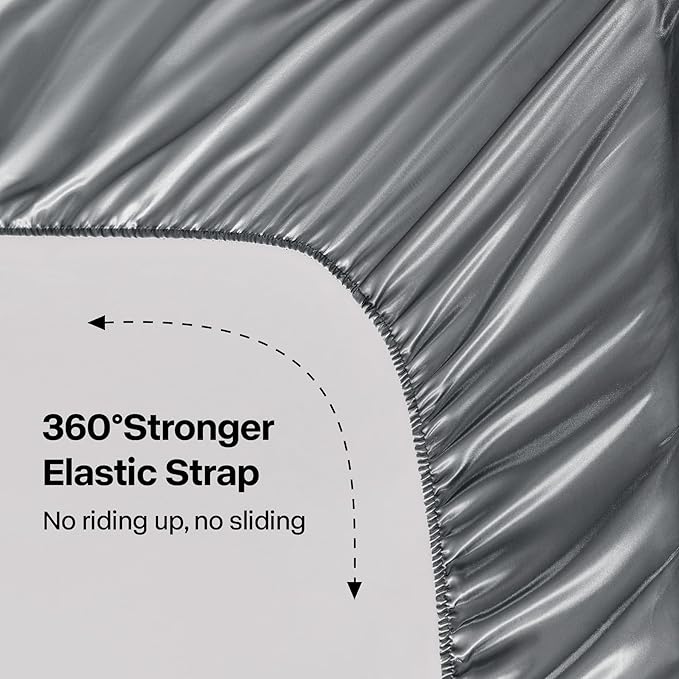 BEDELITE Satin Fitted Sheet and Pillowcases Set, Soft Similar to Silk Bottom - Image 4