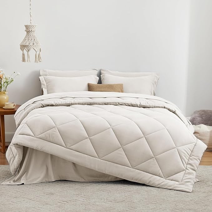 Love's cabin Full Comforter Set Off White, 7 Pieces Full Bed in a Bag, All - Image 2