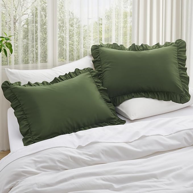 KKJIAF Ruffle Pillow Cases Standard Size Set of 2, Ruffled Pillow Covers - Image 2