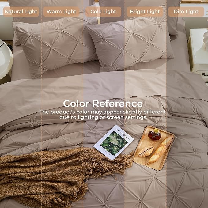 Sasttie Queen Comforter Set, 7-Piece Bed in a Bag, Pintuck Bedding Sets - Image 8
