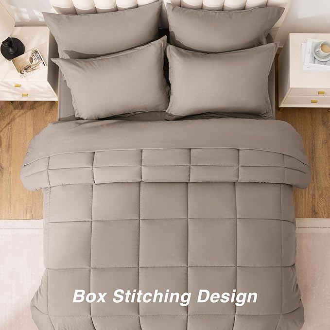 Love's cabin Twin XL Comforter Set Light Brown, 5 Pieces Twin XL Bed in a Bag - Image 4