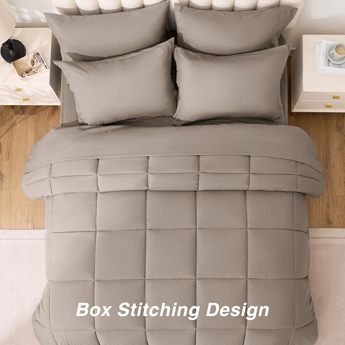 Love's cabin Twin Comforter Set Light Brown, 5 Pieces Twin Bed in a Bag - Image 4