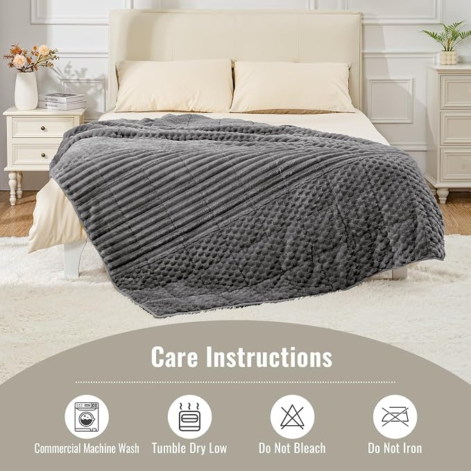 Uttermara Weighted Blankets for Adults Queen Size 15lbs, Soft Warm Sherpa - Image 7