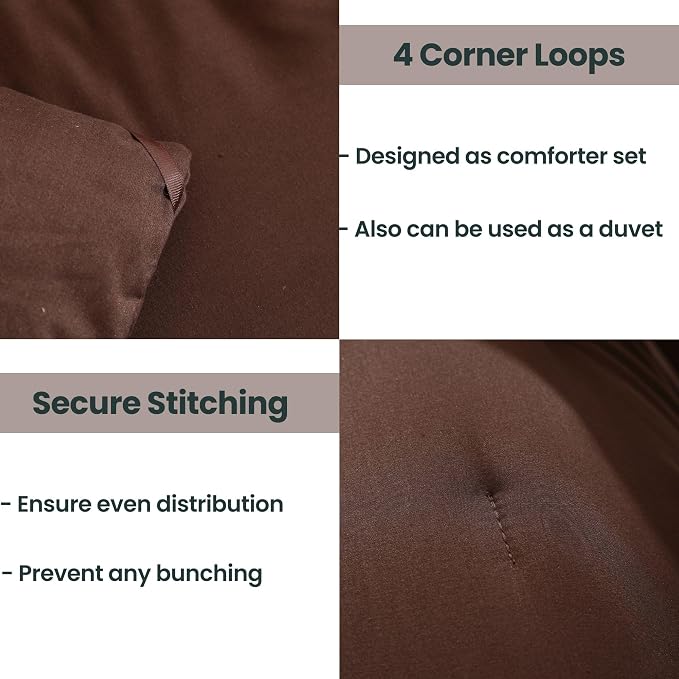 Paxrac Brown Oversized Queen Comforter Set 98x98In, 3 Pieces Comforter Set - Image 4