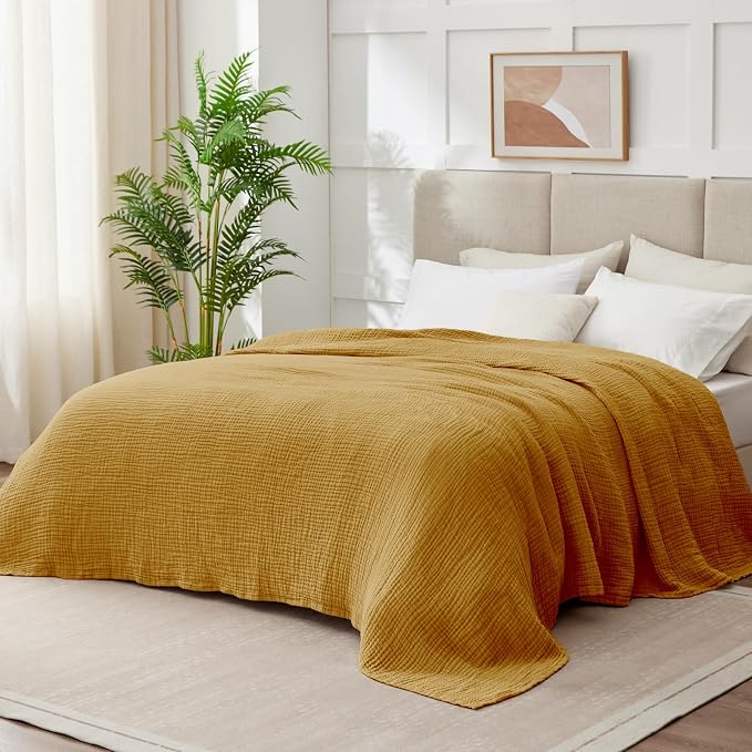 100% Cotton Muslin Blanket King 108" x 90", 6 Layers Breathable and Lightweight - Image 2