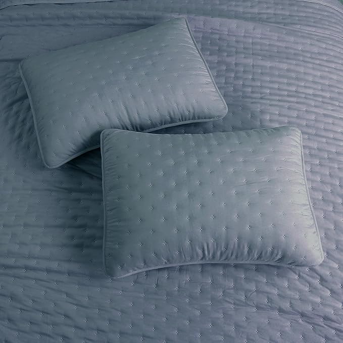 ROARINGWILD Dusty Blue Oversized King Size Quilt Bedding Set, California Cal - Image 4