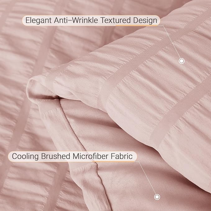 MUXHOMO 7 Pieces California King Comforter Set, Seersucker Bed in a Bag Cal - Image 5