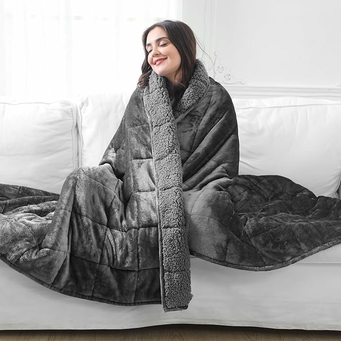 Aemicion Queen Size Weighted Blanket 15lbs, Plush Fleece Sherpa Heavy Blanket - Image 3