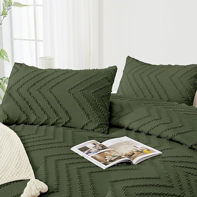 Andency Olive Green Oversized Super King Plus Comforter Set 128x120, Extra - Image 4