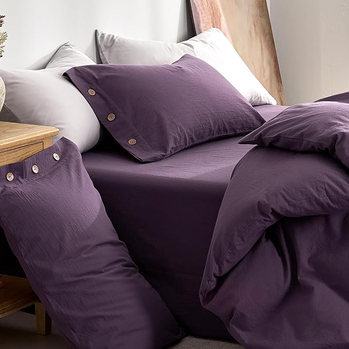 JELLYMONI 100% Washed Cotton Duvet Cover Twin – Soft, Breathable Linen-Look - Image 9