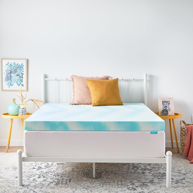 Linenspa 4 Inch Swirl Gel Memory Foam Mattress Topper, King Size – Cooling Gel - Image 9