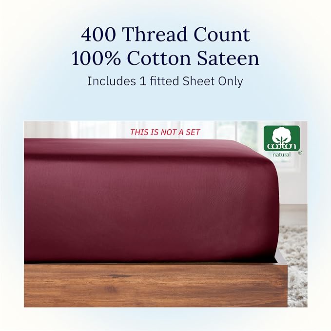 California Design Den Full Fitted Sheet, Deep Pocket 400 Thread Count Fitted - Image 4