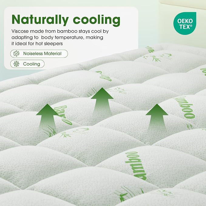 Mattress Pad Full Size, Cooling Pillow Top Mattress Topper, Ultra Soft Viscose - Image 8