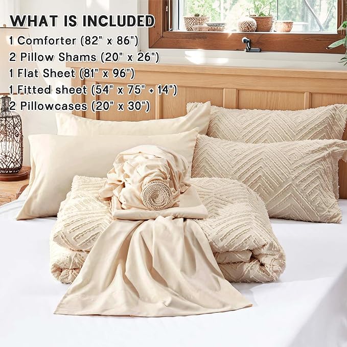 Zzlpp Full Comforter Set 7 Pieces, All Season Boho Bedding Sets - Image 5