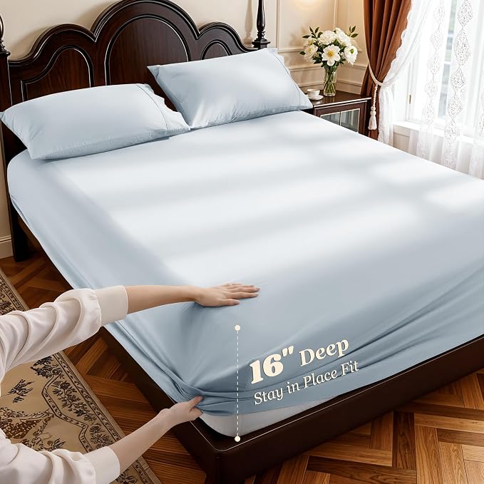 LBRO2M 1000 Thread Count 100% Egyptian Cotton Sheets Set King Size, 4 Piece - Image 4