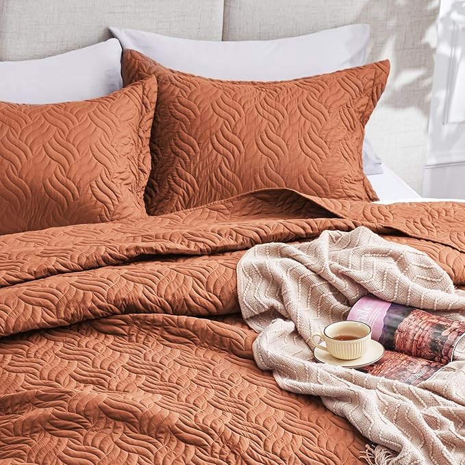 Love's cabin Twin Quilt Bedding Set Umber Bedspreads - Image 7