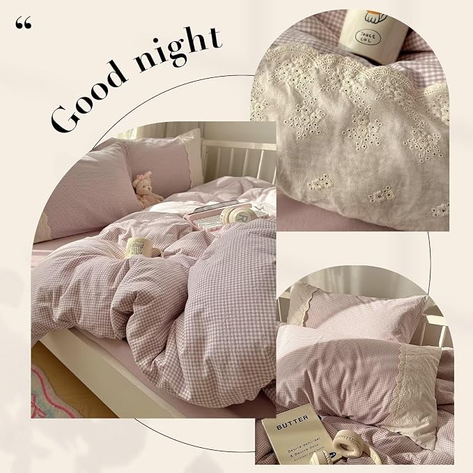 mixinni Purple White Gingham Duvet Cover Twin XL Size - Image 5