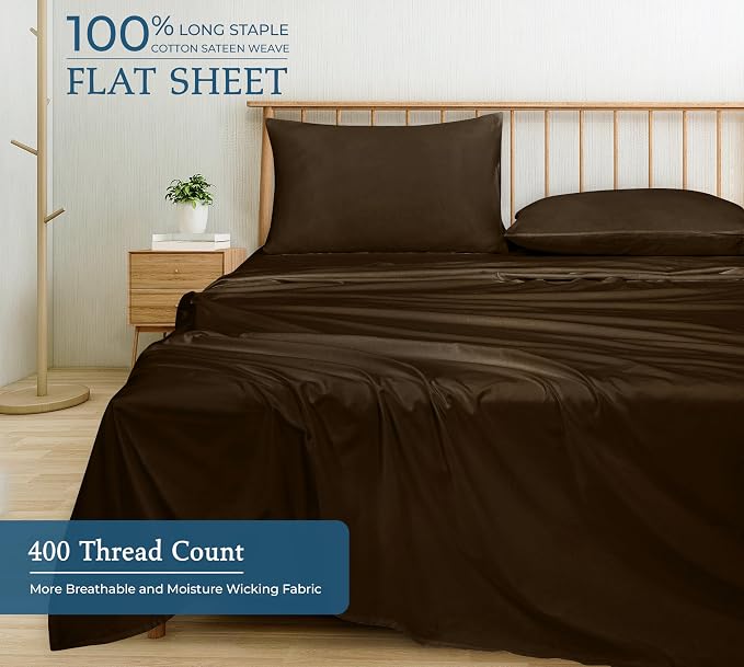 Royale linen 400 Thread Count 100% American Grown Cotton Flat Sheet - Image 4