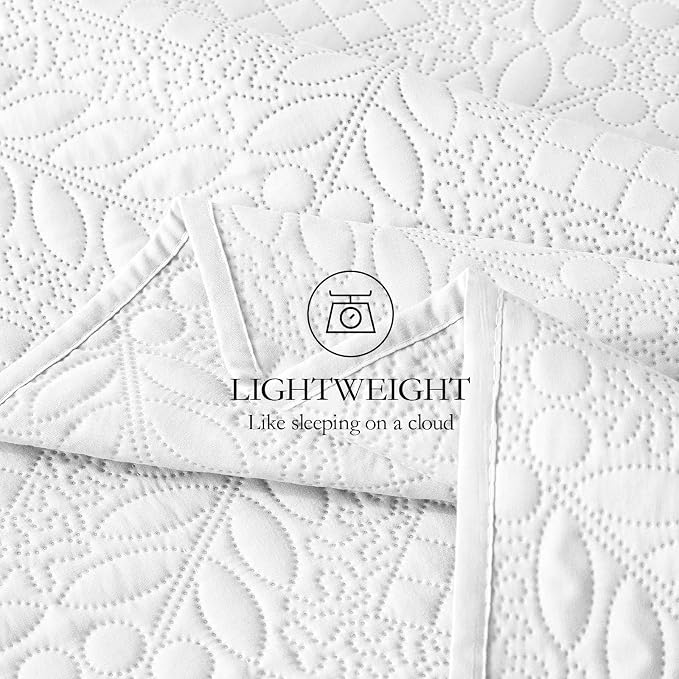 FLYMME Full Queen Quilt Bedding Set, Lightweight White Bedspreads, Vintage - Image 6