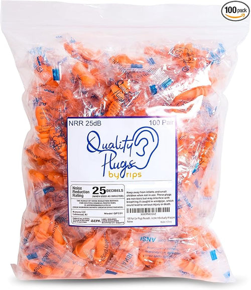 100 Pairs of Orange Reusable Ear Plugs by QualityPlugsbyRips