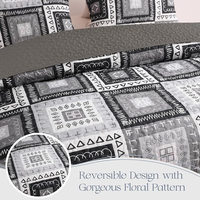 Exclusivo Mezcla Reversible Boho Quilts Queen Size - Image 3