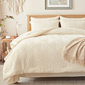 Zzlpp Full Comforter Set 7 Pieces, Cream Tufted Bed in a Bag by ZZLPP