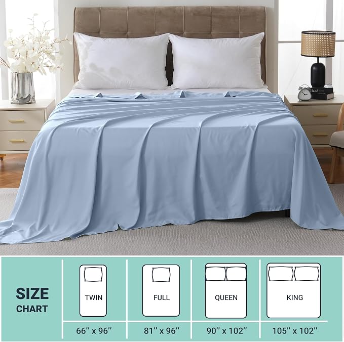 ZPECC Full Flat Sheet Only 6 Pack, Durable Light Blue Top Bed Sheets - Image 5