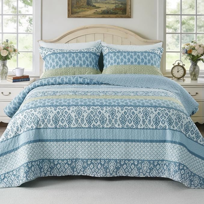 GOONE Queen Quilt Set 90"x90", Lightweight Washed Coverlet, Reversible Spring & by GOONE