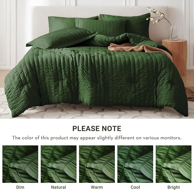 MUXHOMO 5 Pieces Twin Comforter Set, Seersucker Bed in a Bag Twin Size - Image 5