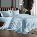 BEDELITE Satin Sheets Twin Size Bed Set, Luxury Soft Light Blue Silky Sheets by BEDELITE