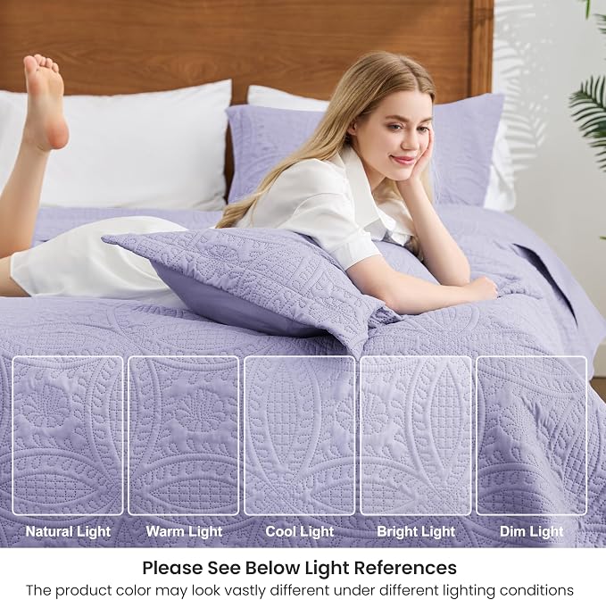 Love's cabin Twin Quilt Set Lavender Bedspreads Bedding Set - Image 6