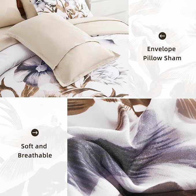 Luxudecor Floral Comforter Set Full Size 7 Piece, Elegant Floral Comforter - Image 5