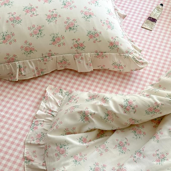 mixinni Pink Floral Duvet Cover Set Full Size - Image 7
