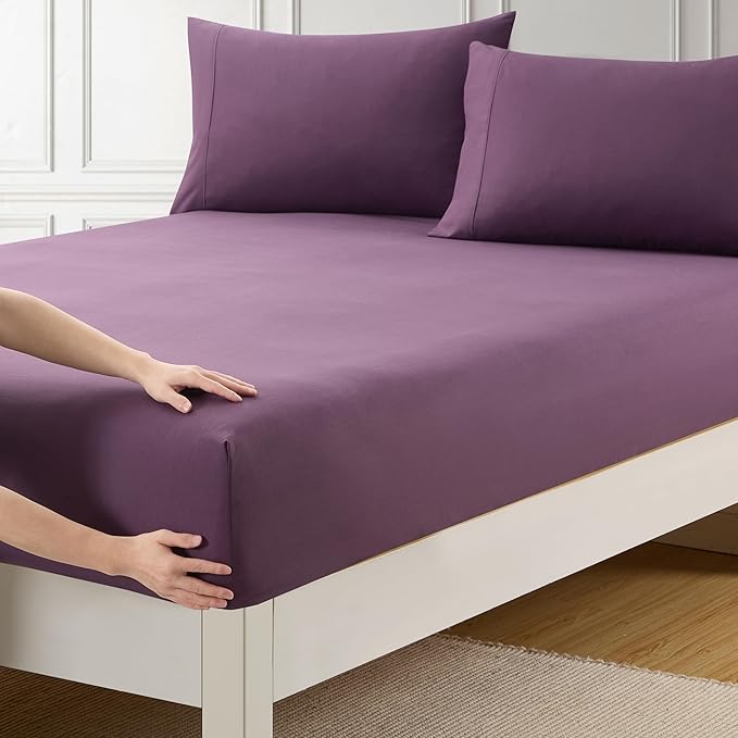 Twin XL Fitted Sheet Only with Full Elastic & Built in Corner Sheet Straps to by SweetHomeCollection
