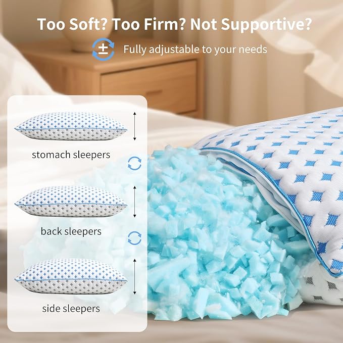 Memory Foam Pillow – Adjustable Loft Cooling Pillow Standard Size 1 Pack - Image 6