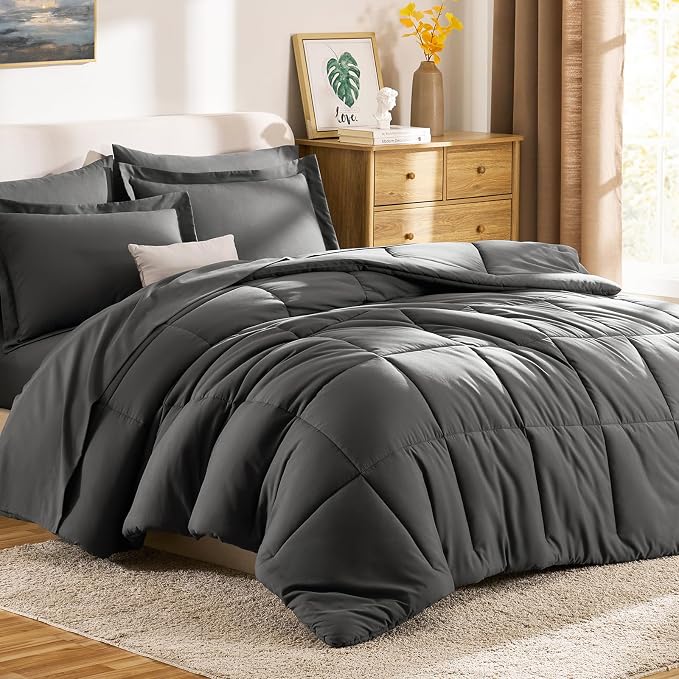 CozyLux Twin XL Comforter Set Dark Grey - Image 9