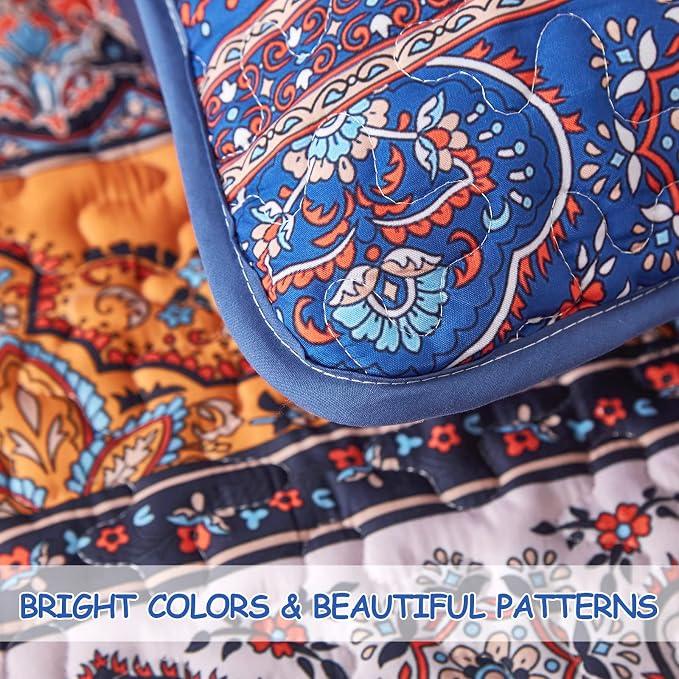 WONGS BEDDING Boho Fall Quilt King Size, Lightweight Microfiber Bed Decor - Image 6