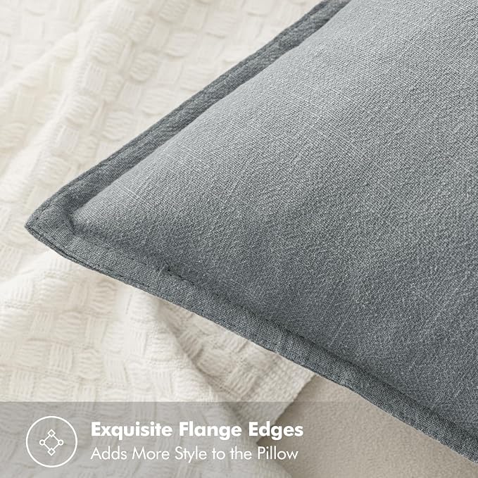 MIULEE Decorative Linen Pillow Covers 18x18 Inch Gray ​Boho Farmhouse​ ​Neutral - Image 2