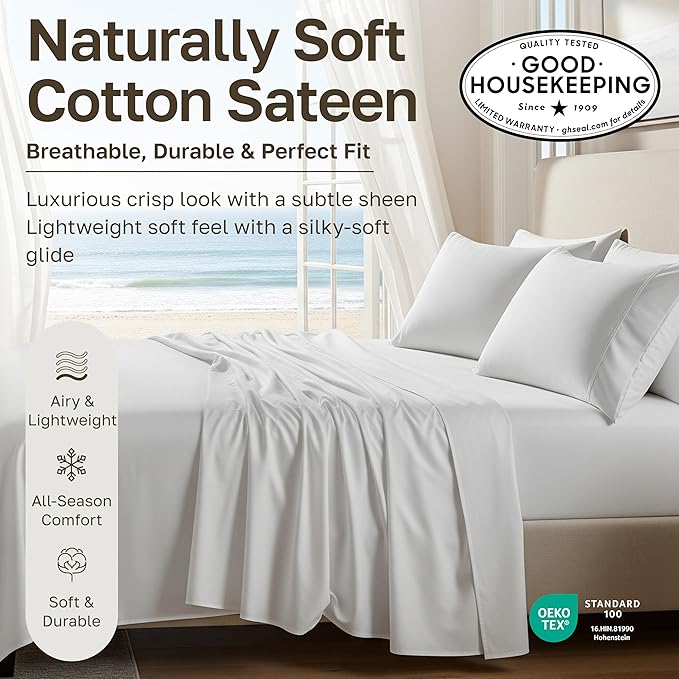California Design Den Natural 100% Cotton Sheets Full Size Bed Set - Image 3