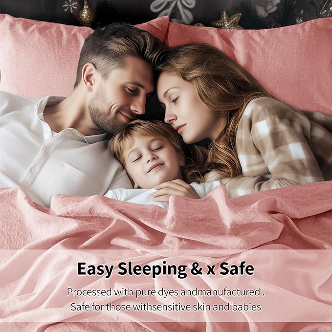 LBRO2M 100% Pure Linen Sheet Set Deep Pocket Up to 16" Bed Sheets Sets - Image 8