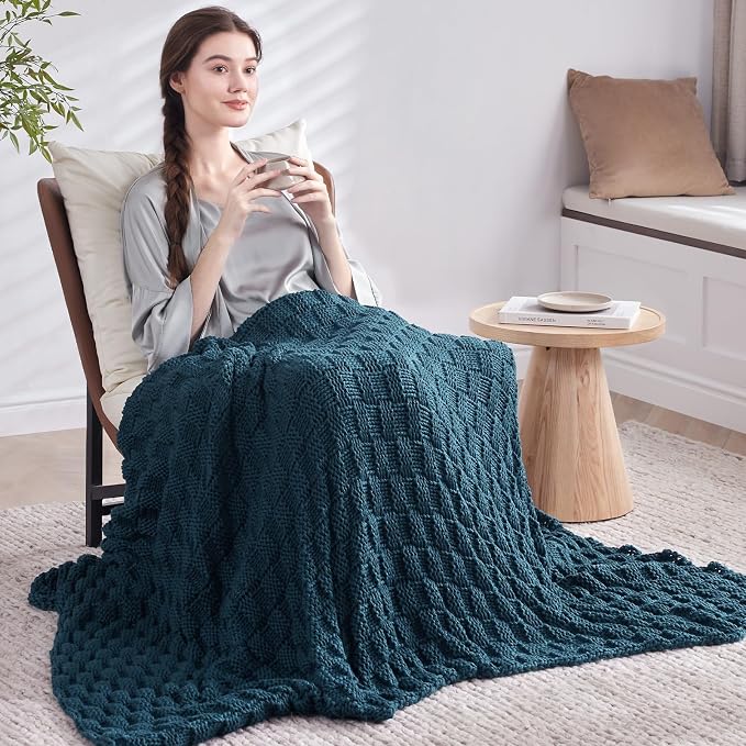 Knitted Weighted Blanket for Adult, No Beads Heavy Blanket 60” x 80'' 17lbs - Image 7